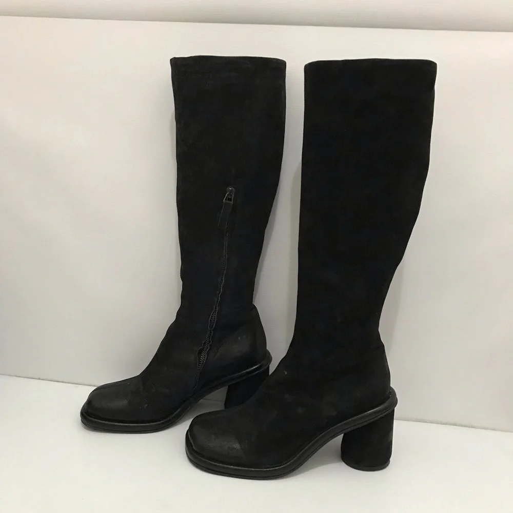 ERNESTO DOLANI Black Suede Knee-High Women's Boots Size 38